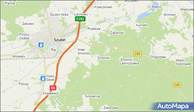 mapa Smolniki gmina Szubin, Smolniki gmina Szubin na mapie Targeo