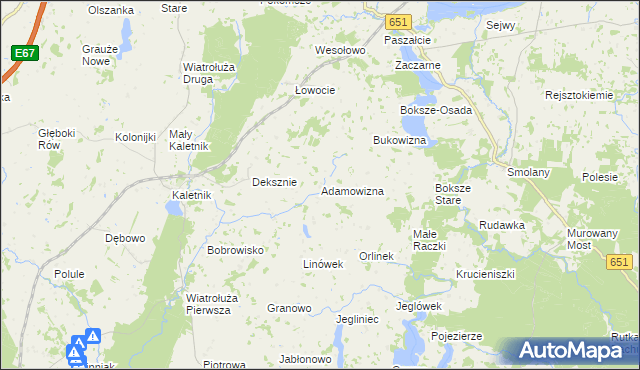 mapa Adamowizna gmina Szypliszki, Adamowizna gmina Szypliszki na mapie Targeo