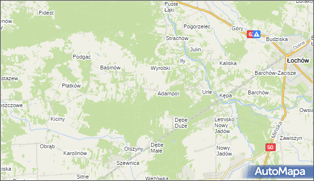 mapa Adampol gmina Jadów, Adampol gmina Jadów na mapie Targeo