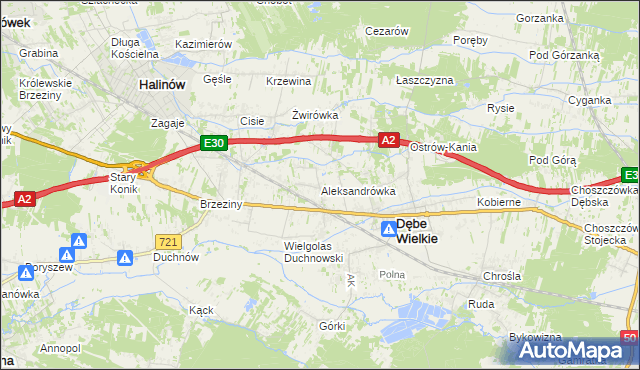 mapa Aleksandrówka gmina Dębe Wielkie, Aleksandrówka gmina Dębe Wielkie na mapie Targeo