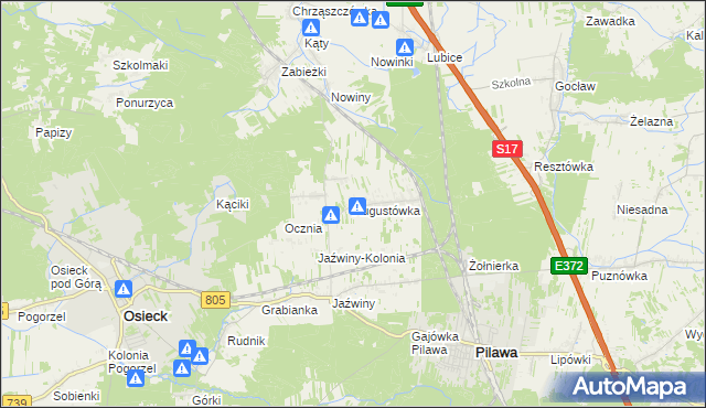 mapa Augustówka gmina Osieck, Augustówka gmina Osieck na mapie Targeo