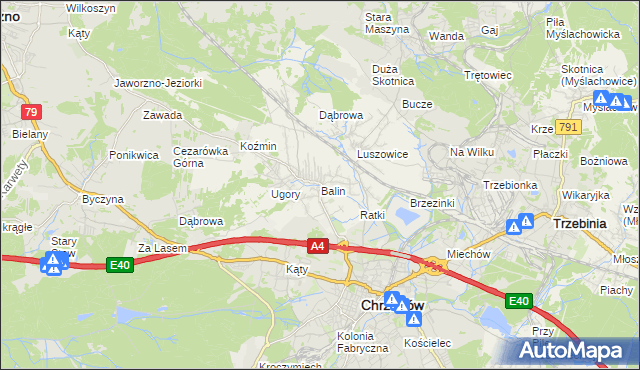 mapa Balin gmina Chrzanów, Balin gmina Chrzanów na mapie Targeo