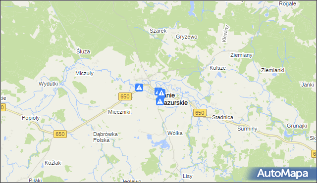 mapa Banie Mazurskie, Banie Mazurskie na mapie Targeo