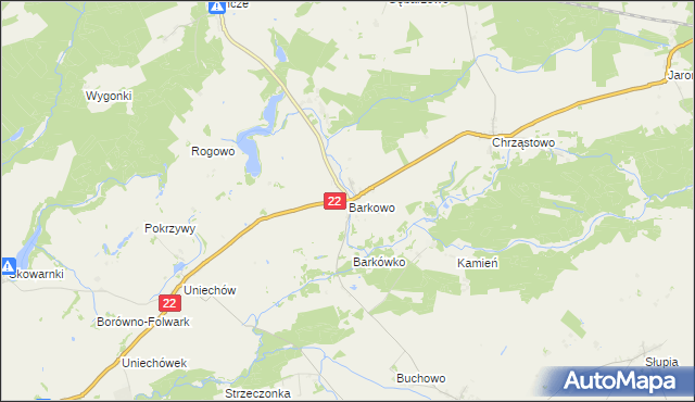 mapa Barkowo gmina Człuchów, Barkowo gmina Człuchów na mapie Targeo
