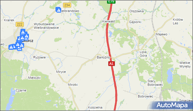 mapa Barłożno, Barłożno na mapie Targeo