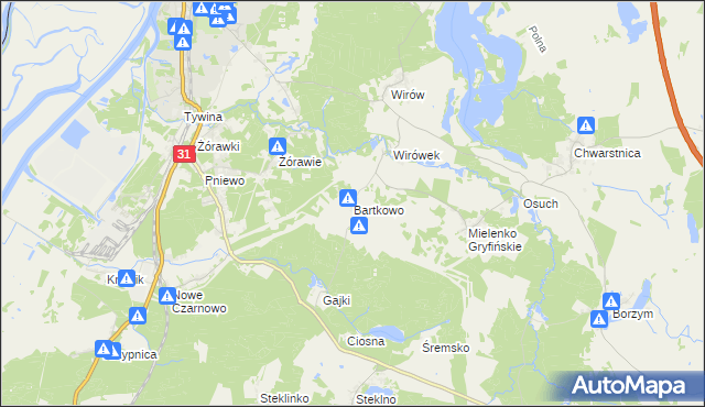 mapa Bartkowo, Bartkowo na mapie Targeo