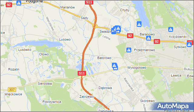 mapa Batorowo gmina Tarnowo Podgórne, Batorowo gmina Tarnowo Podgórne na mapie Targeo