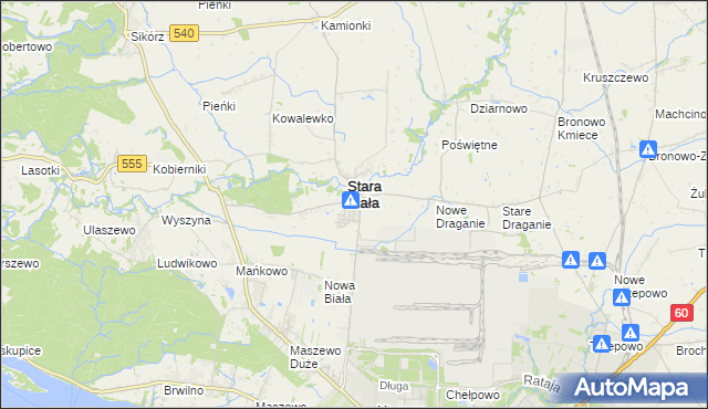 mapa Biała gmina Stara Biała, Biała gmina Stara Biała na mapie Targeo