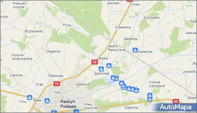 mapa Białka gmina Radzyń Podlaski, Białka gmina Radzyń Podlaski na mapie Targeo