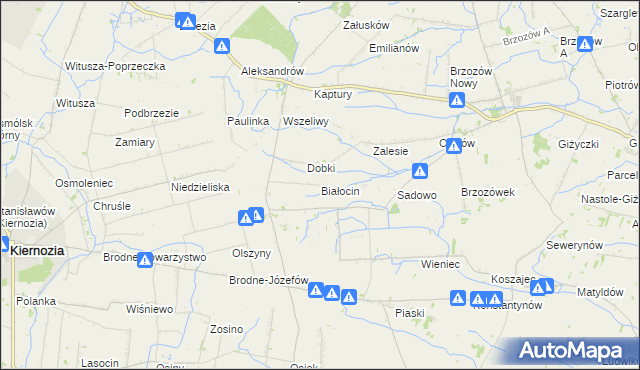 mapa Białocin gmina Iłów, Białocin gmina Iłów na mapie Targeo