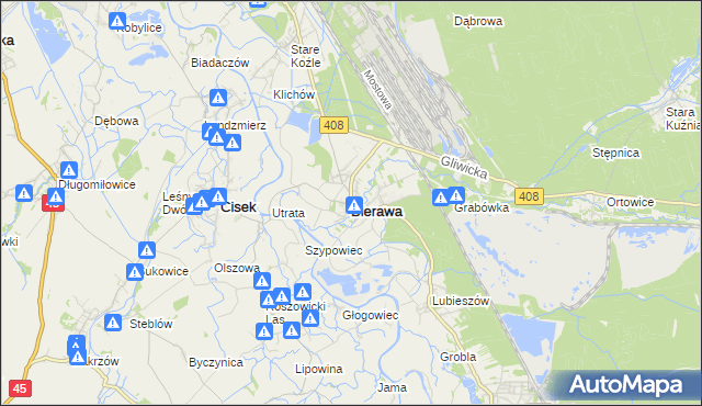 mapa Bierawa, Bierawa na mapie Targeo