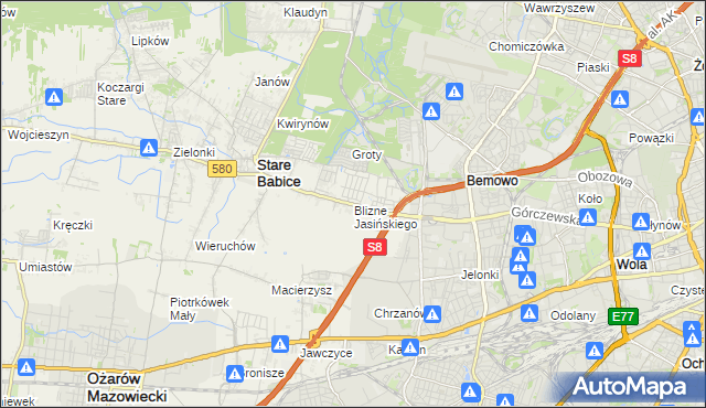 mapa Blizne Jasińskiego, Blizne Jasińskiego na mapie Targeo