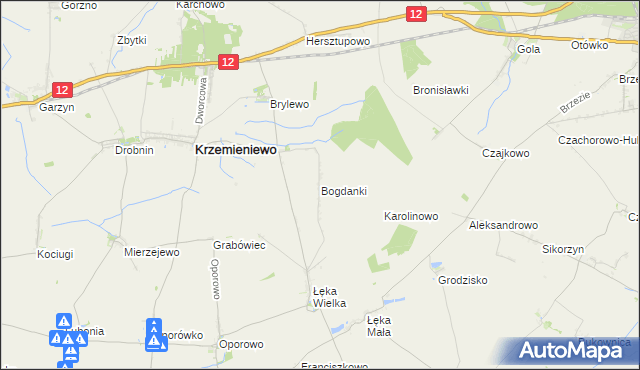 mapa Bogdanki gmina Poniec, Bogdanki gmina Poniec na mapie Targeo