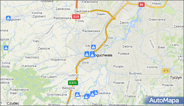 mapa Boguchwała powiat rzeszowski, Boguchwała powiat rzeszowski na mapie Targeo