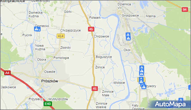 mapa Boguszyce gmina Prószków, Boguszyce gmina Prószków na mapie Targeo