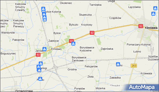 mapa Borysławice Kościelne, Borysławice Kościelne na mapie Targeo