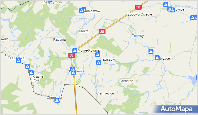 mapa Braciszów, Braciszów na mapie Targeo