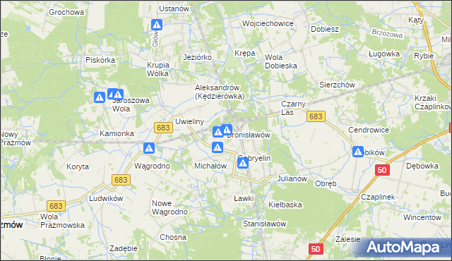 mapa Bronisławów gmina Prażmów, Bronisławów gmina Prażmów na mapie Targeo