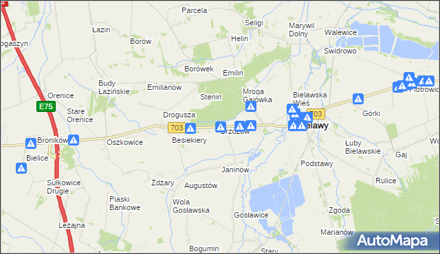 mapa Brzozów gmina Bielawy, Brzozów gmina Bielawy na mapie Targeo