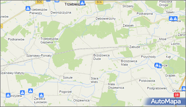 mapa Brzozowica Duża, Brzozowica Duża na mapie Targeo