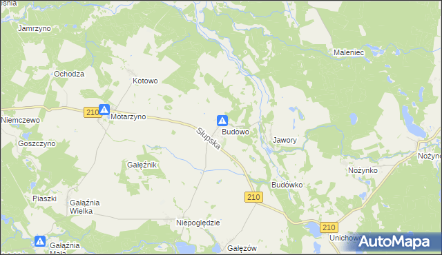 mapa Budowo, Budowo na mapie Targeo