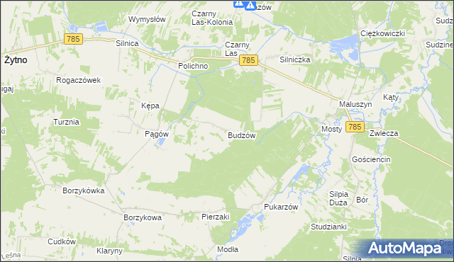 mapa Budzów gmina Żytno, Budzów gmina Żytno na mapie Targeo