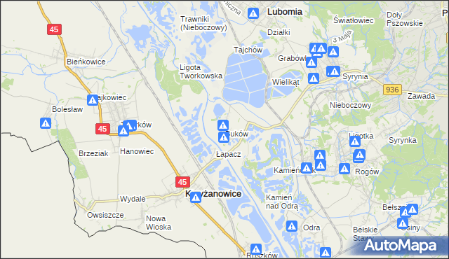 mapa Buków gmina Lubomia, Buków gmina Lubomia na mapie Targeo