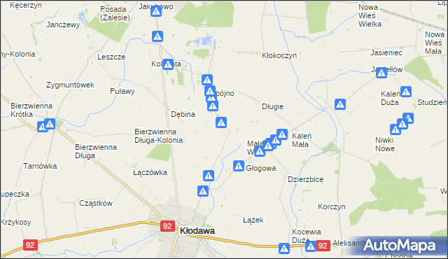 mapa Cegielnia gmina Kłodawa, Cegielnia gmina Kłodawa na mapie Targeo