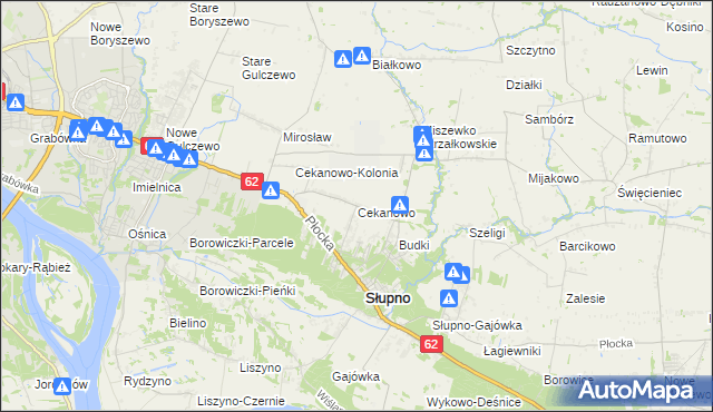 mapa Cekanowo gmina Słupno, Cekanowo gmina Słupno na mapie Targeo