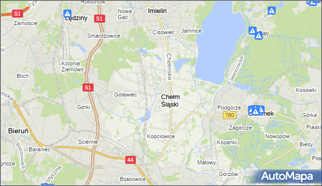 mapa Chełm Śląski, Chełm Śląski na mapie Targeo