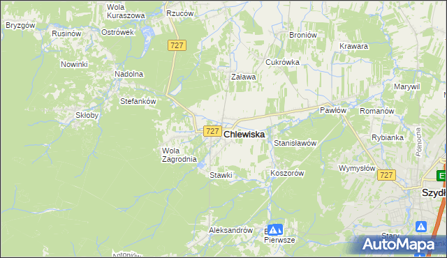 mapa Chlewiska powiat szydłowiecki, Chlewiska powiat szydłowiecki na mapie Targeo