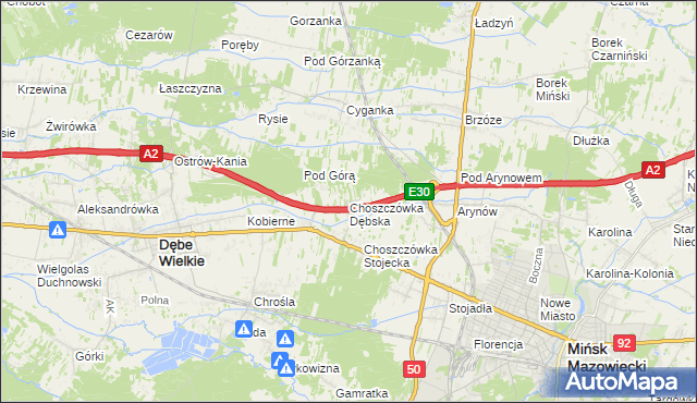 mapa Choszczówka Dębska, Choszczówka Dębska na mapie Targeo