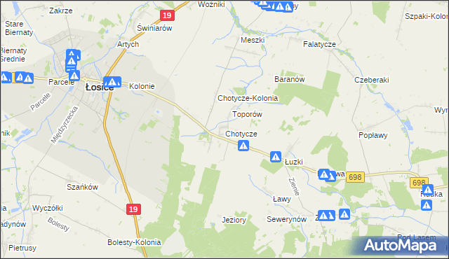 mapa Chotycze, Chotycze na mapie Targeo