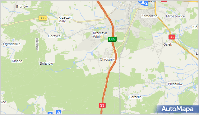 mapa Chróstnik, Chróstnik na mapie Targeo