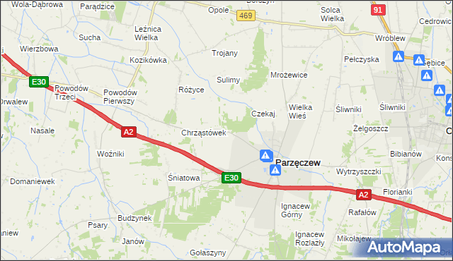 mapa Chrząstów Wielki, Chrząstów Wielki na mapie Targeo