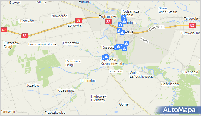 mapa Ciechanki Krzesimowskie, Ciechanki Krzesimowskie na mapie Targeo