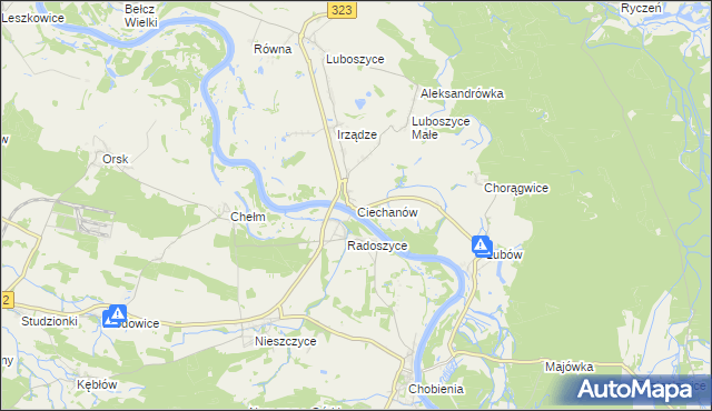 mapa Ciechanów gmina Jemielno, Ciechanów gmina Jemielno na mapie Targeo