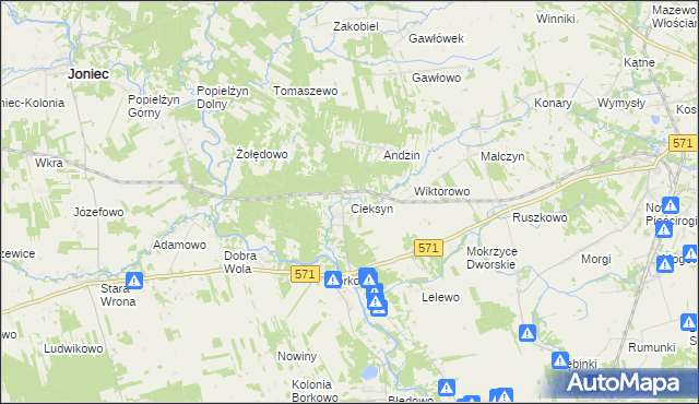 mapa Cieksyn, Cieksyn na mapie Targeo