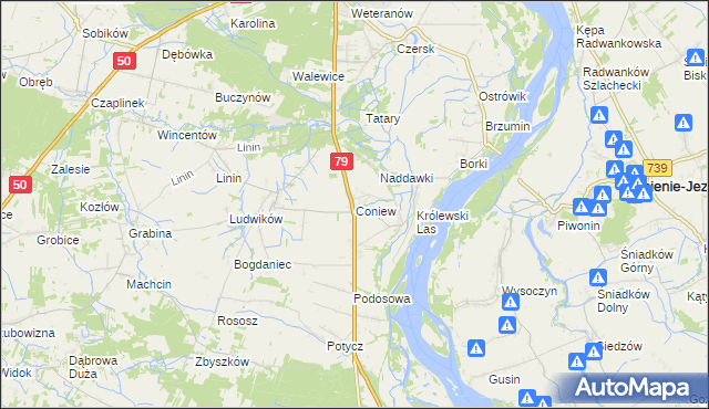 mapa Coniew, Coniew na mapie Targeo