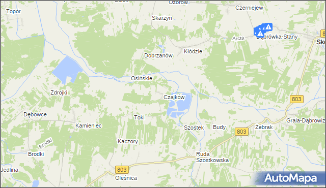 mapa Czajków gmina Wodynie, Czajków gmina Wodynie na mapie Targeo