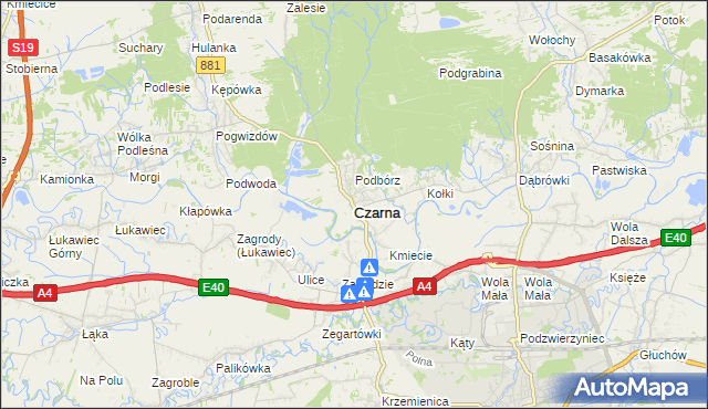 mapa Czarna powiat łańcucki, Czarna powiat łańcucki na mapie Targeo