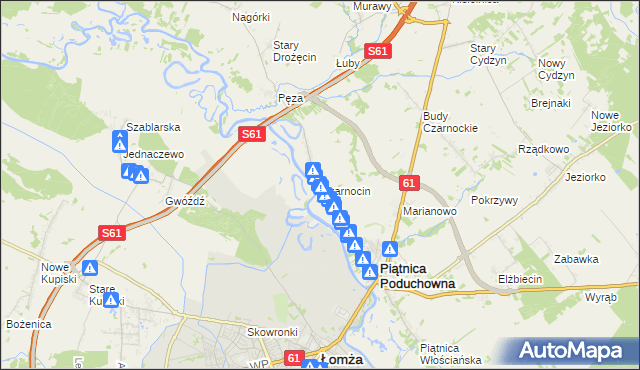 mapa Czarnocin gmina Piątnica, Czarnocin gmina Piątnica na mapie Targeo