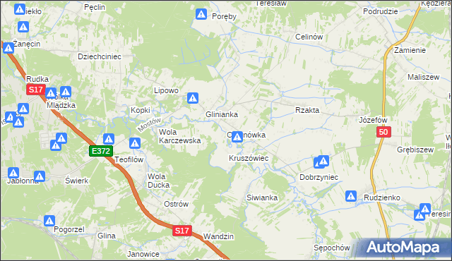 mapa Czarnówka gmina Wiązowna, Czarnówka gmina Wiązowna na mapie Targeo