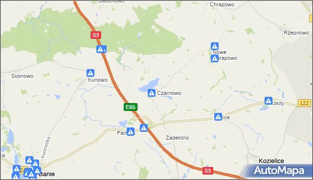 mapa Czarnowo gmina Kozielice, Czarnowo gmina Kozielice na mapie Targeo