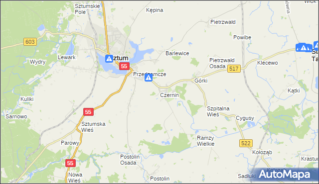 mapa Czernin gmina Sztum, Czernin gmina Sztum na mapie Targeo