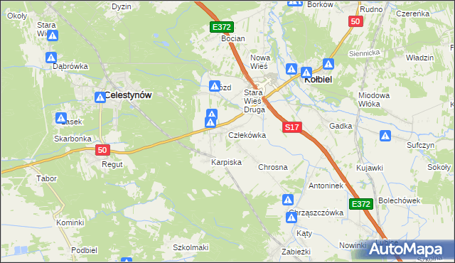 mapa Człekówka, Człekówka na mapie Targeo