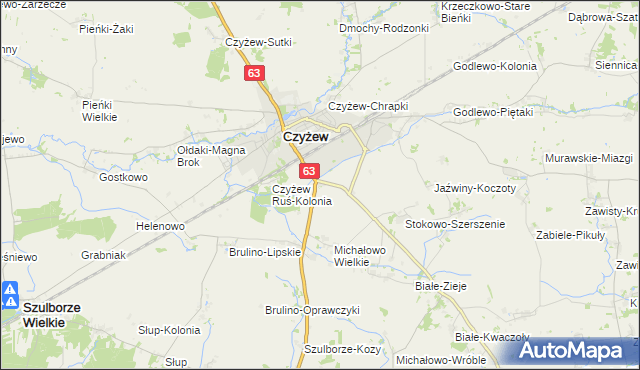 mapa Czyżew-Złote Jabłko, Czyżew-Złote Jabłko na mapie Targeo