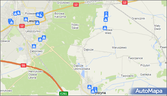 mapa Dąbcze, Dąbcze na mapie Targeo