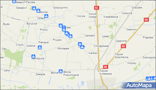 mapa Dąbie gmina Łęczyca, Dąbie gmina Łęczyca na mapie Targeo