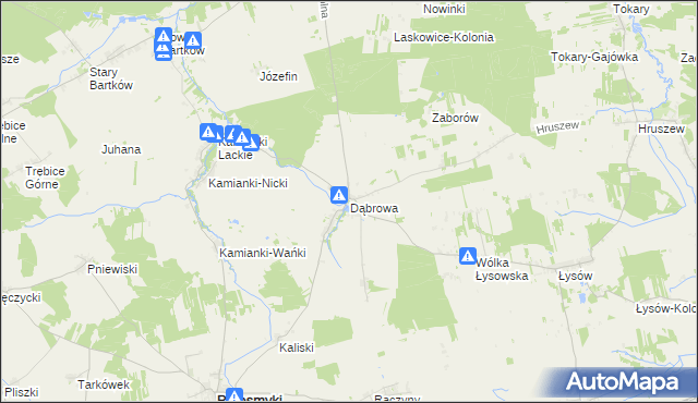 mapa Dąbrowa gmina Przesmyki, Dąbrowa gmina Przesmyki na mapie Targeo